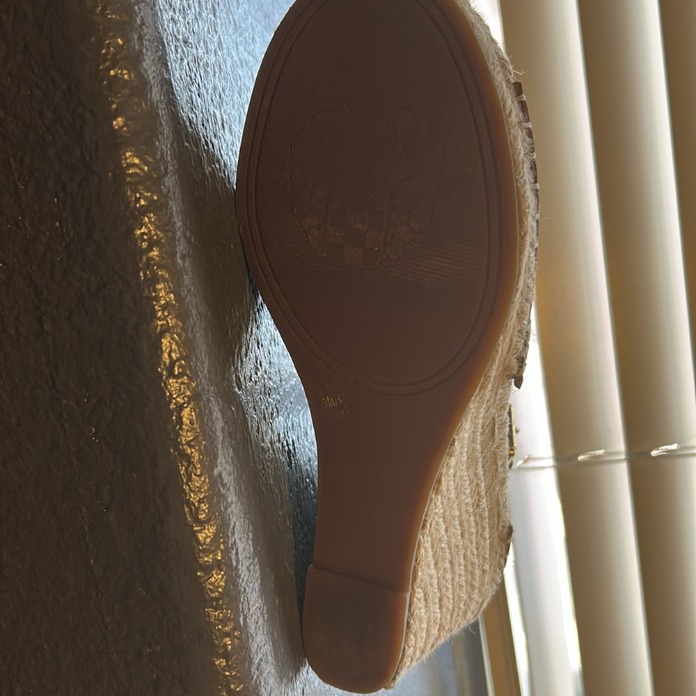 Wedge sandals, leather top, light brown/tan color; size 9 - Picture 5 of 5